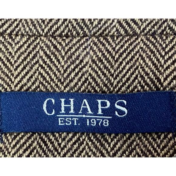 CHAPS Ralph Lauren Tweed Blazer Brown Wool Herringbone Jacket Academia Size 16 - Picture 4 of 16